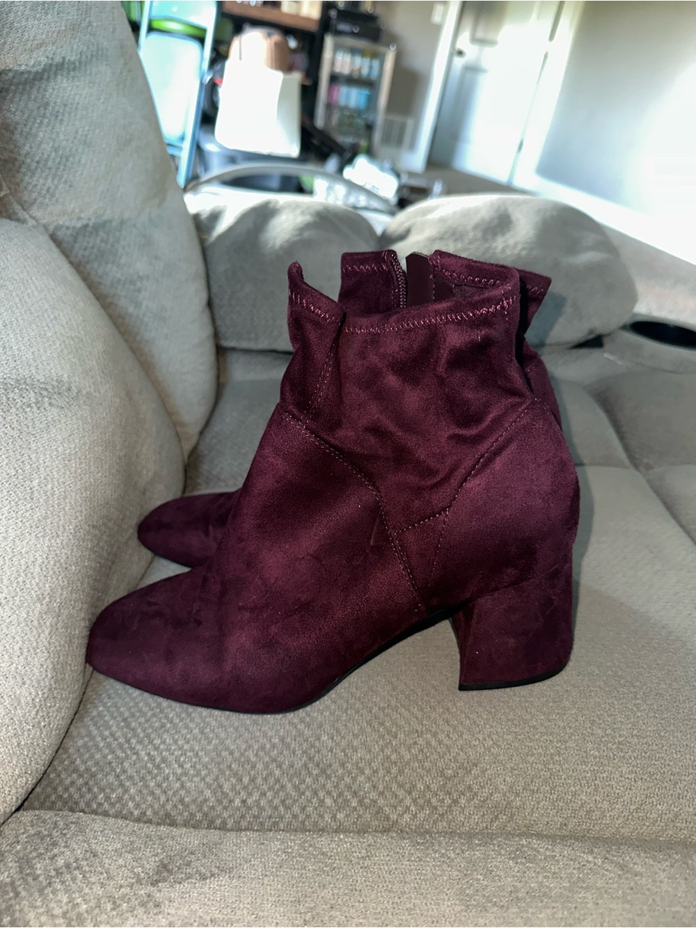 Nine West Burgundy Suede Ankle Boots